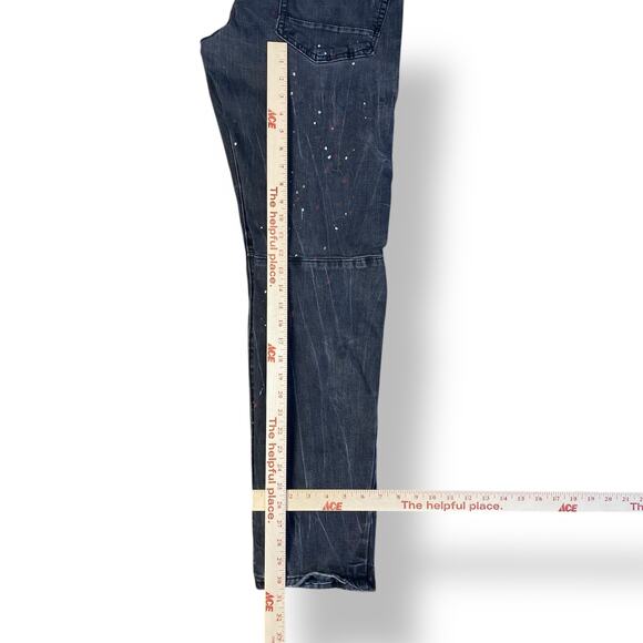 Smoke Rise Slim Fit Paint Splatter Acid Wash Distressed Jeans Men’s Size 34 - Picture 6 of 9